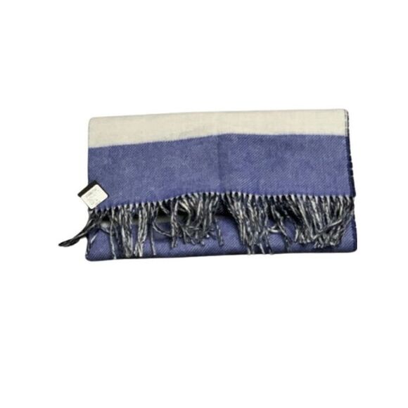 Club Monaco Blue Plaid Wool Scarf - Picture 2 of 3